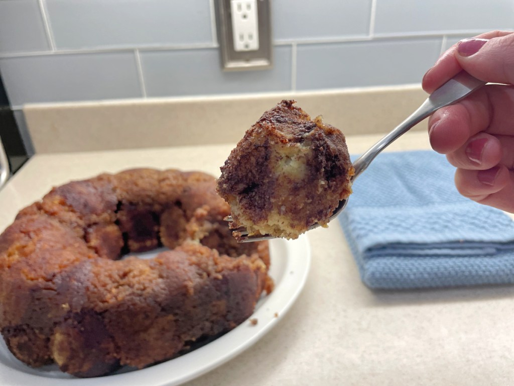 dairy-free monkey bread on a fork