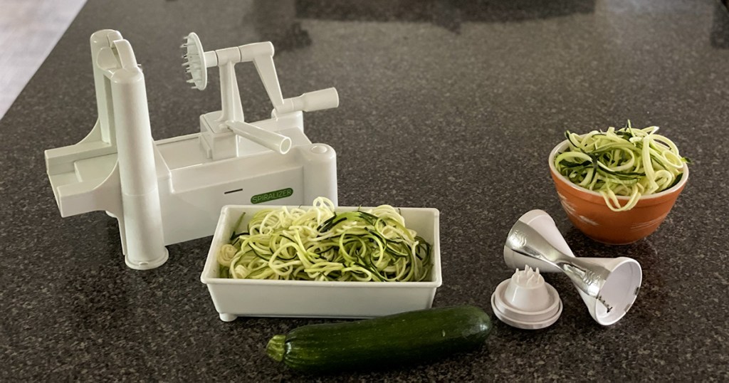 how to make zoodles using handheld or countertop spiralizer