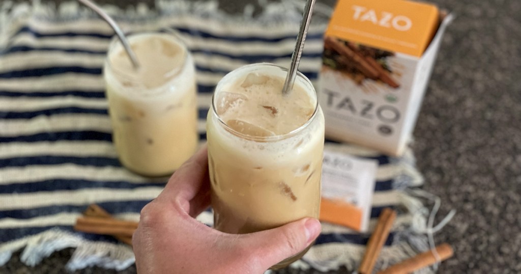 holding keto chai iced tea