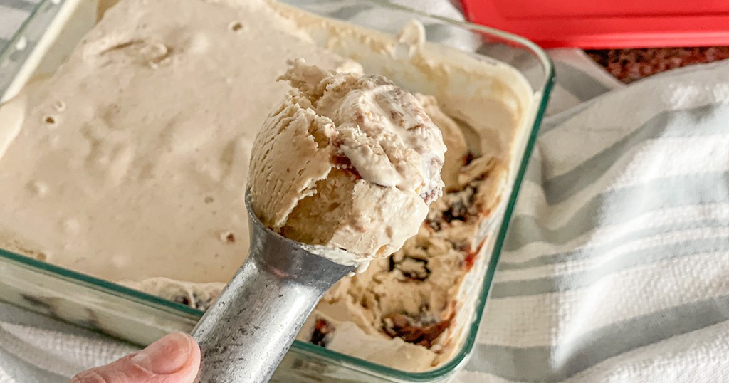 scoop of peanut butter and jelly ice cream 