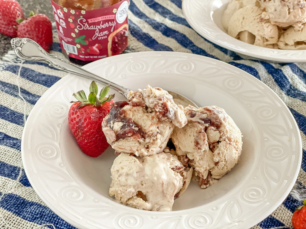 bowl of peanut butter and jelly ice cream