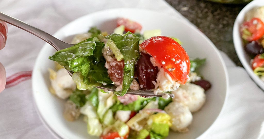 keto antipasta salad in bowl