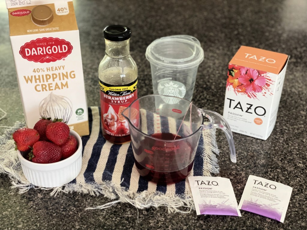 ingredients to make a keto pink drink Starbucks copycat recipe