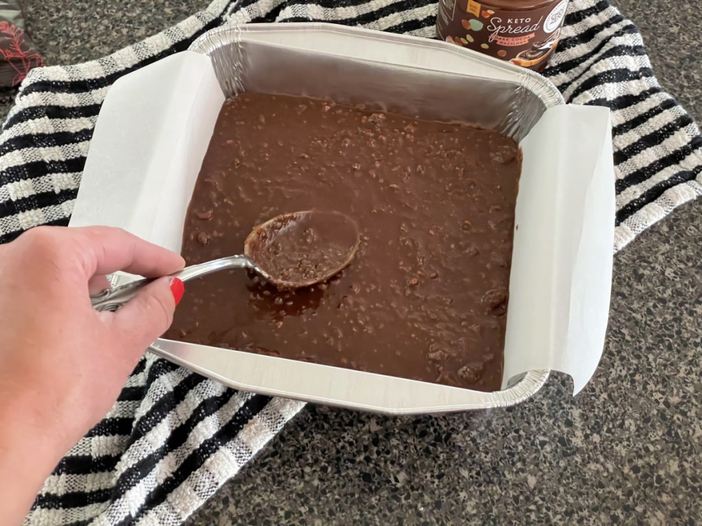 no bake Nutella bars in a pan
