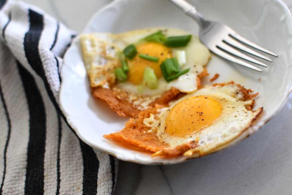 fried cheese with sunny side up egg