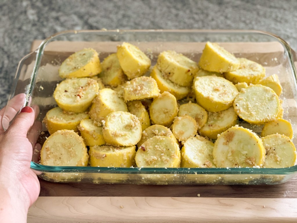 Garlic roasted yellow squash unbaked