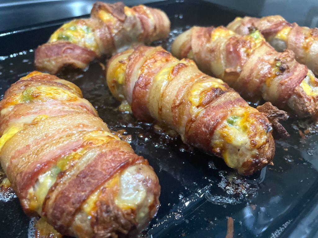 bacon-wrapped sausage in the air fryer