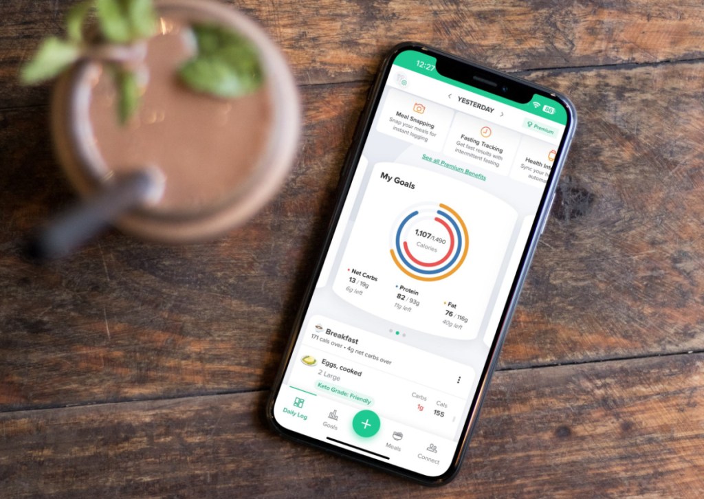 phone displaying Carb Manager, one of the best keto apps 