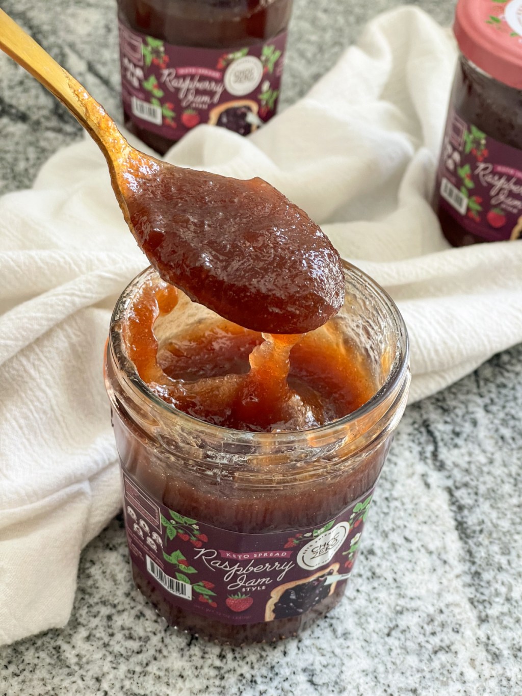 spoonful of choczero sugar-free raspberry jam