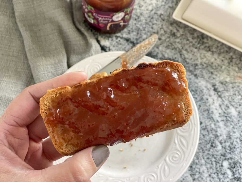 choczero sugar-free raspberry jam on keto toast
