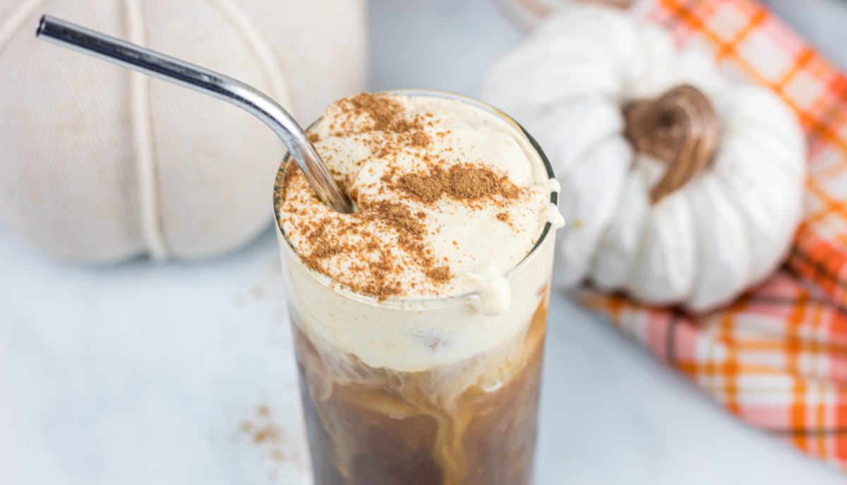 A Starbucks copycat keto pumpkin cream cold brew with low carbs