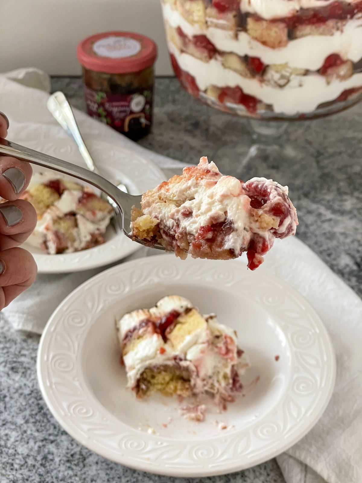 spoonful of raspberry keto trifle