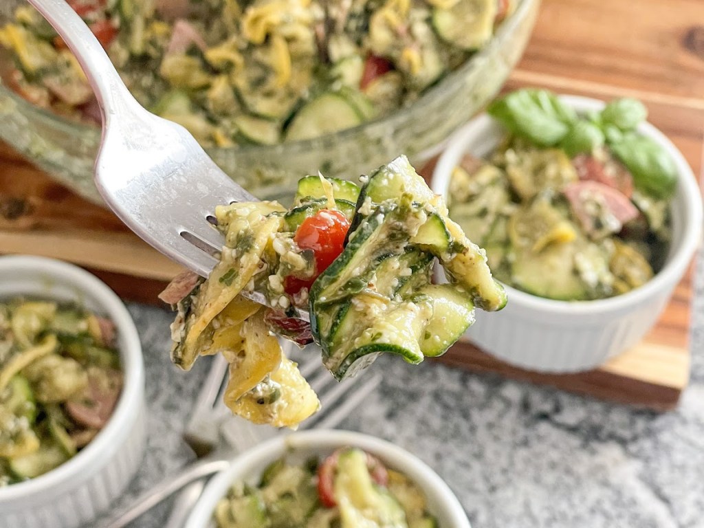 forkful of zucchini salad