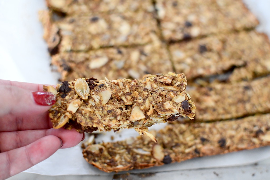 holding keto pumpkin granola bars