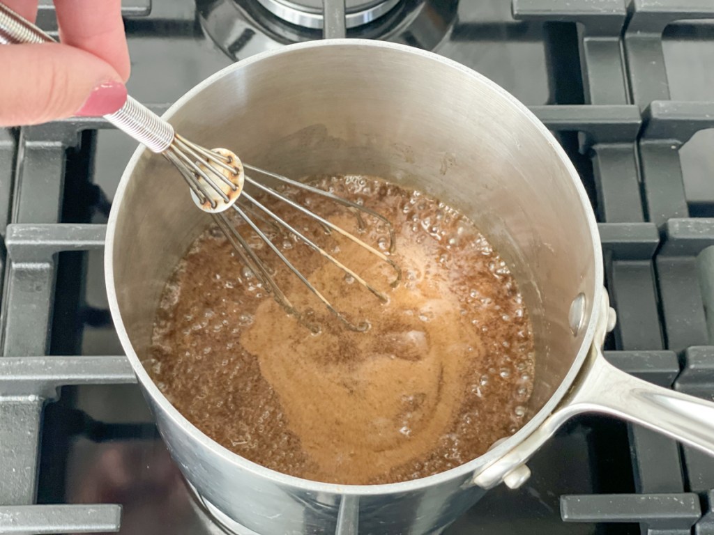 caramel sauce in a saucepan