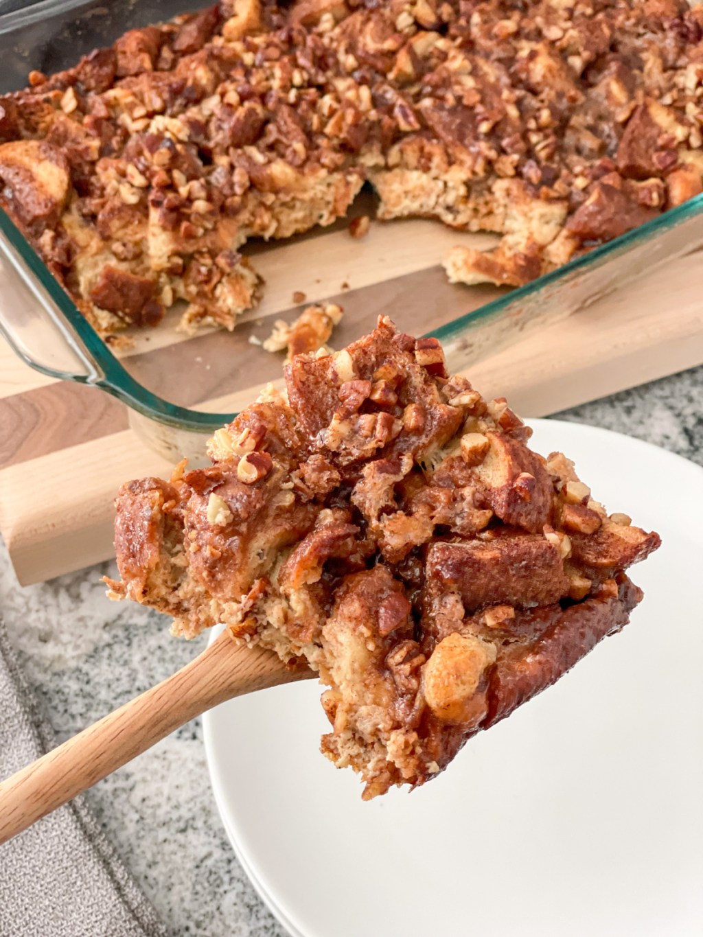 serving Keto French Toast Casserole