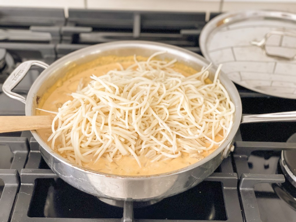 keto pumpkin Alfredo in skillet