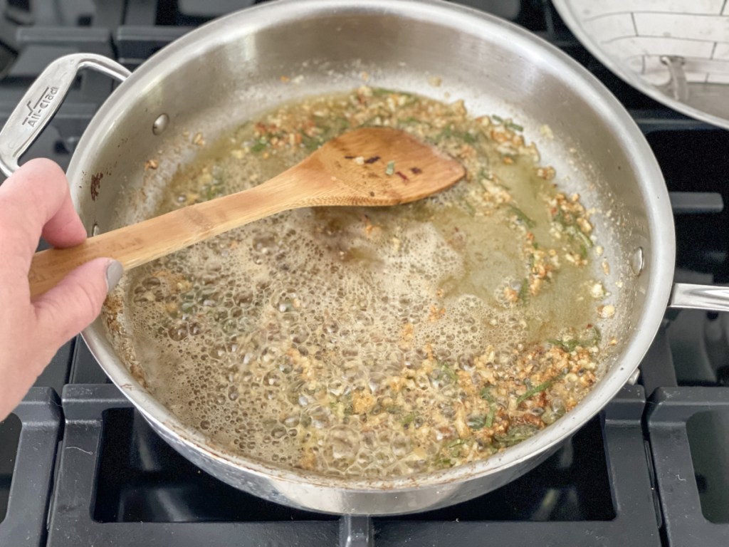 sautéing garlic and sage