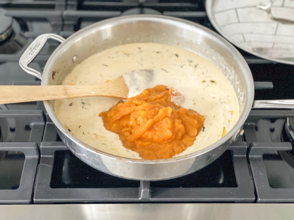 pumpkin in Alfredo sauce