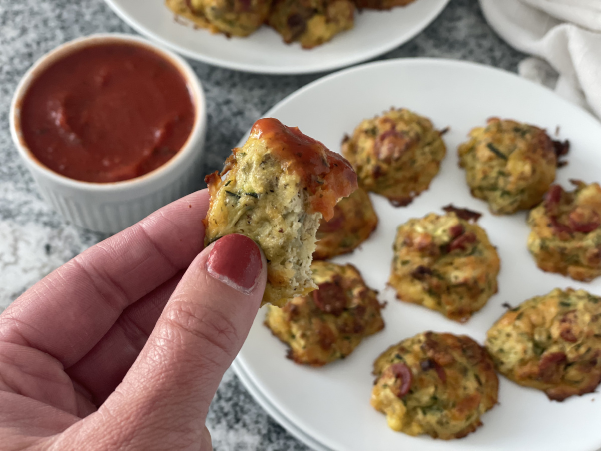 a platter of cheesy Keto Zucchini Bites