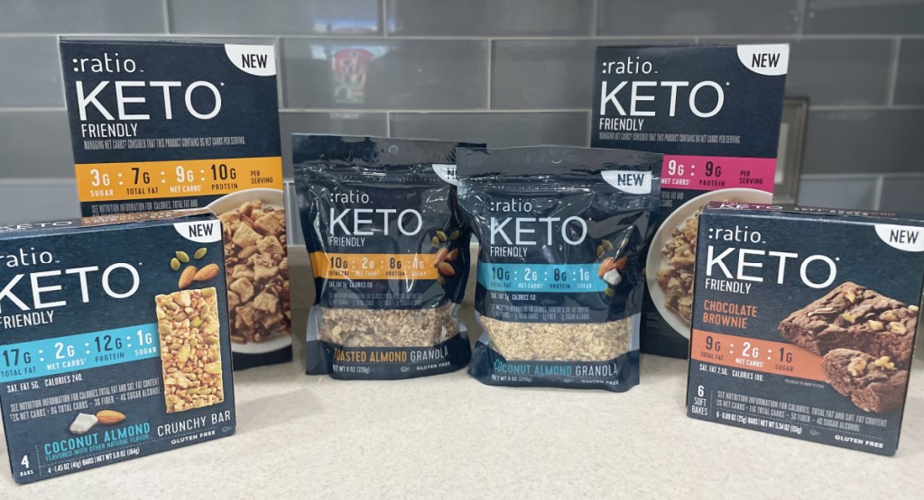ratio keto friendly snacks - keto granola, bars, and keto cereal