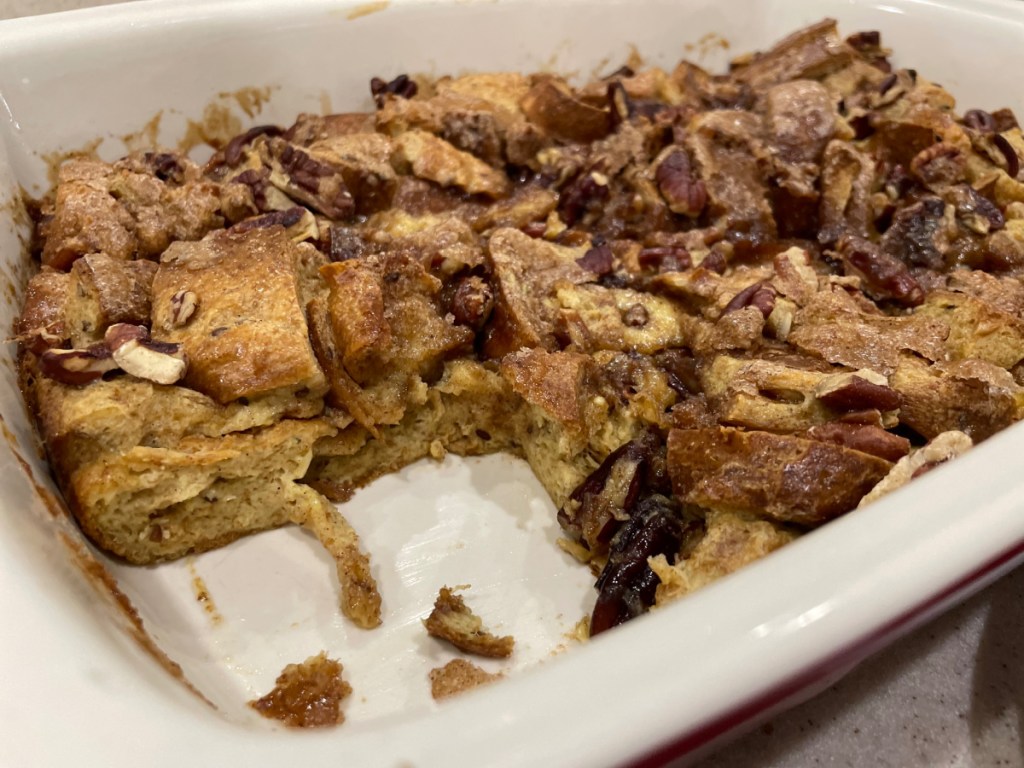keto French toast casserole in baking dish