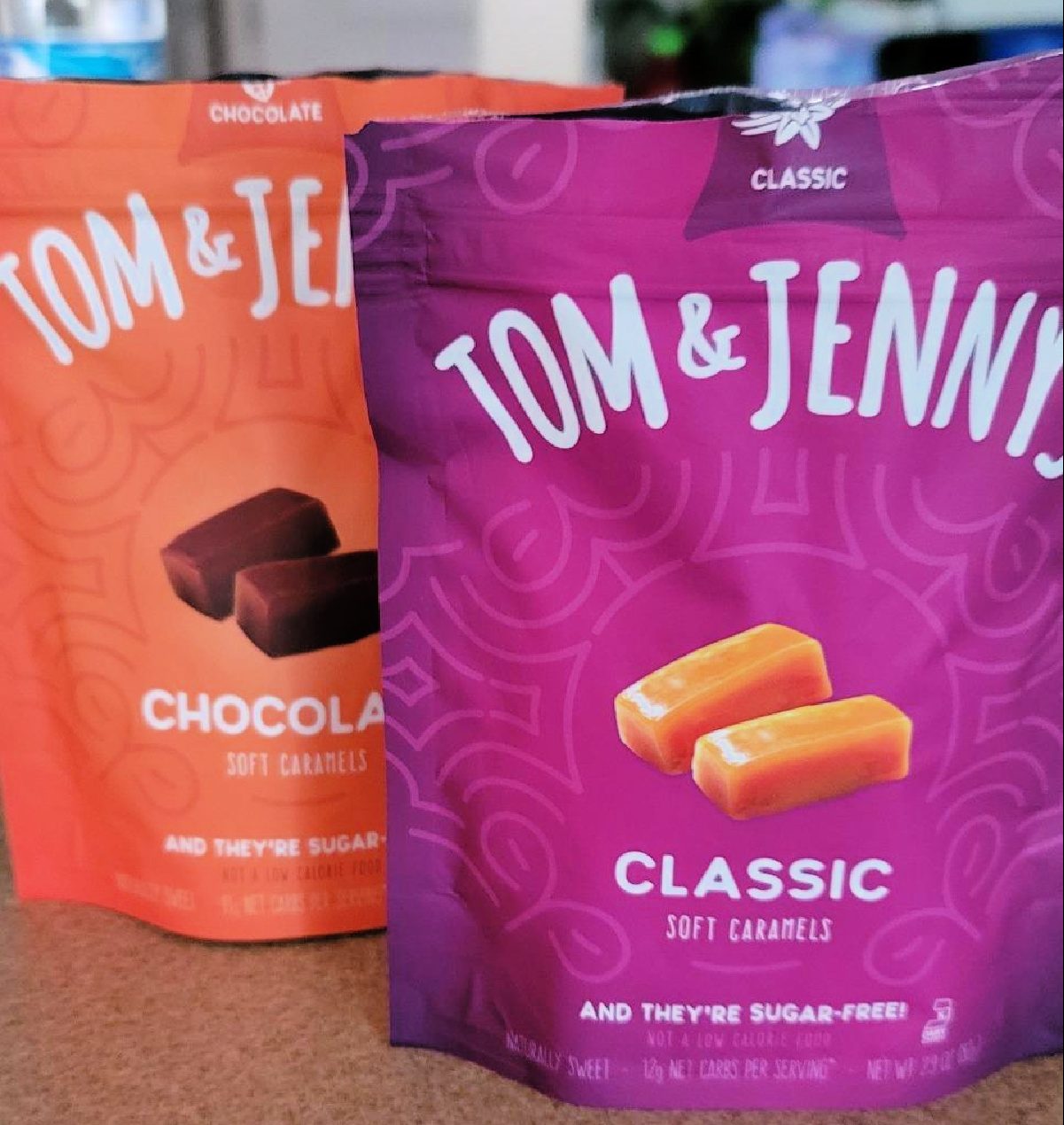 Two packages of Tom and Jennys Keto Caramels