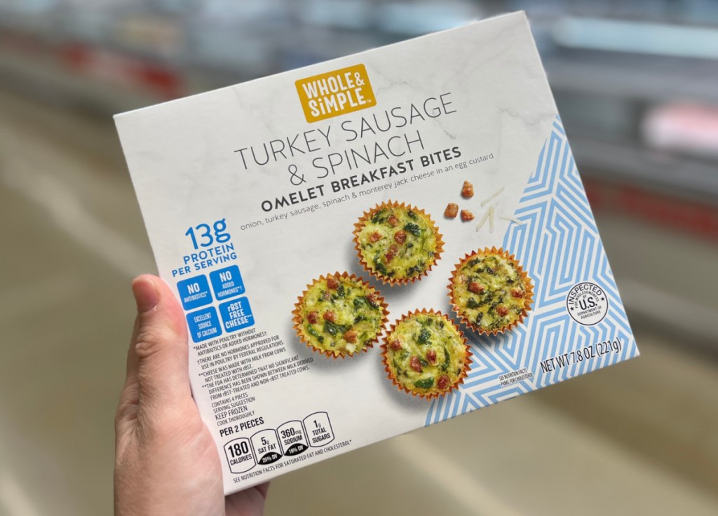 aldi whole & simple turkey sausage breakfast bites package