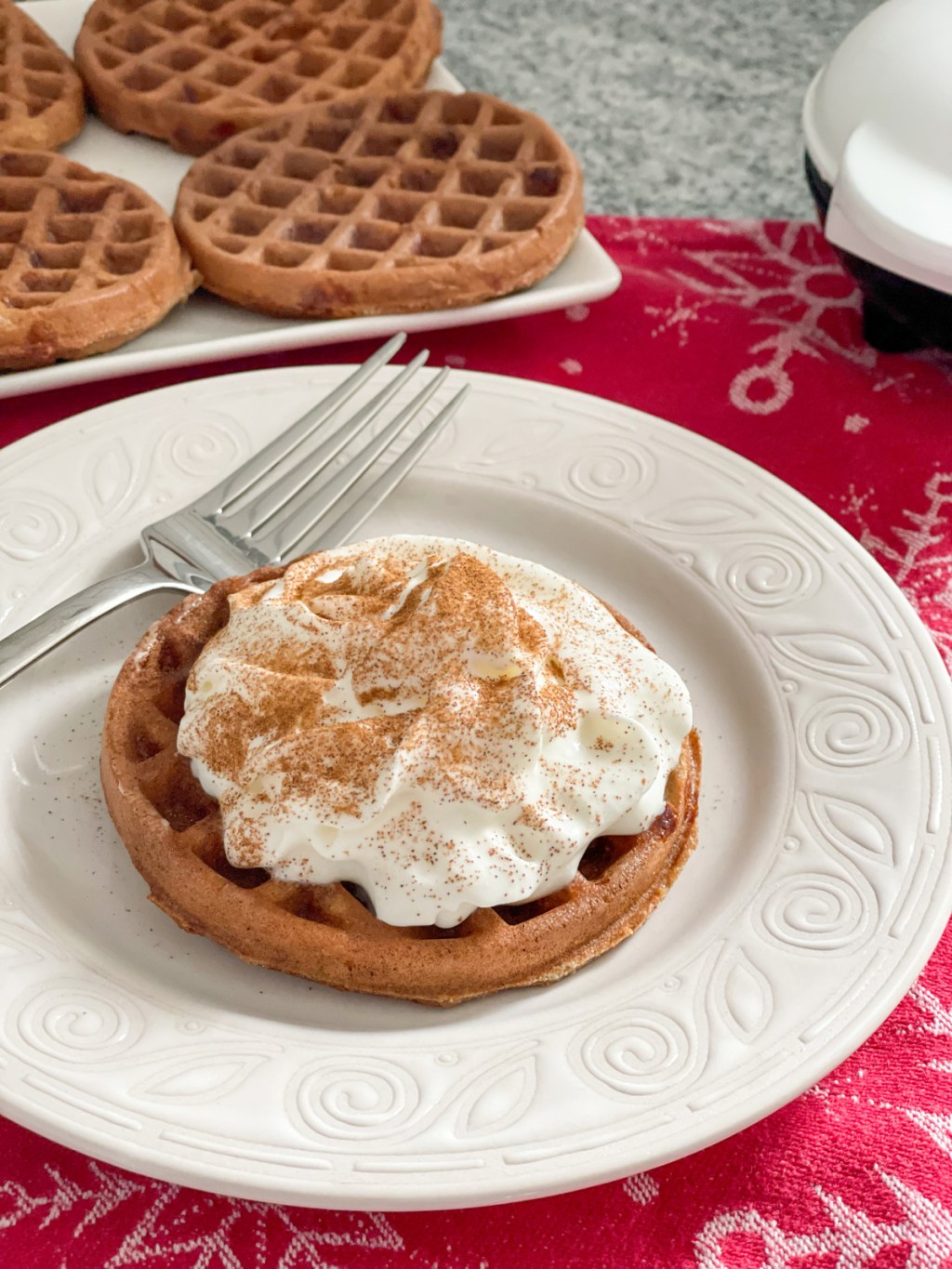 Gingerbread Chaffle with whipped cream