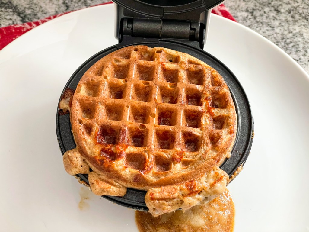 cooked Gingerbread Chaffle in mini waffle maker