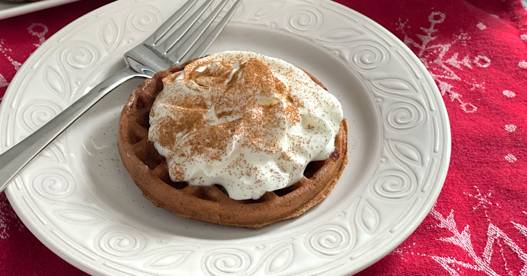 keto gingerbread chaffle with whipped cream