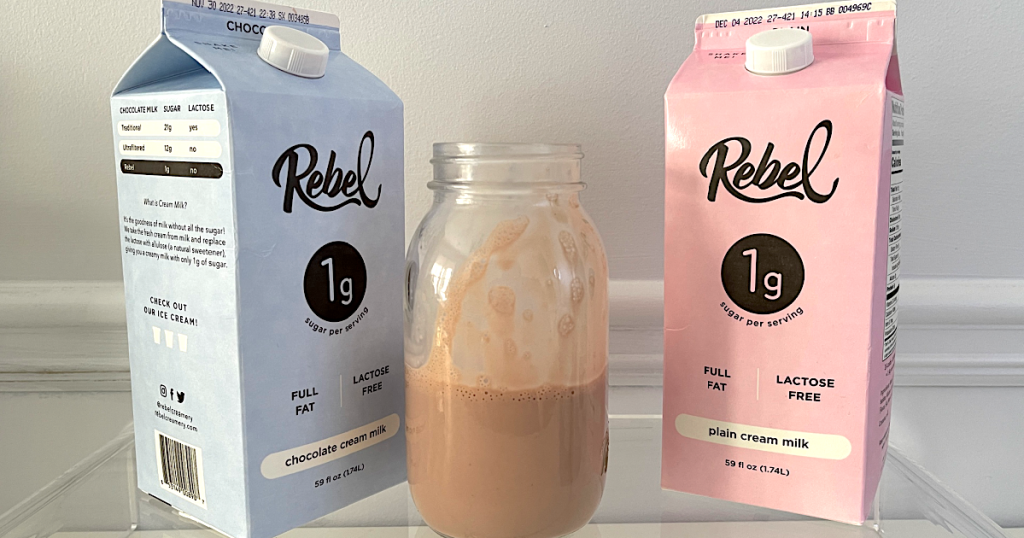 Rebel keto milks on counter 