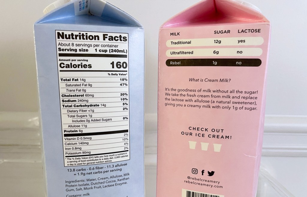 rebel milk nutritional information