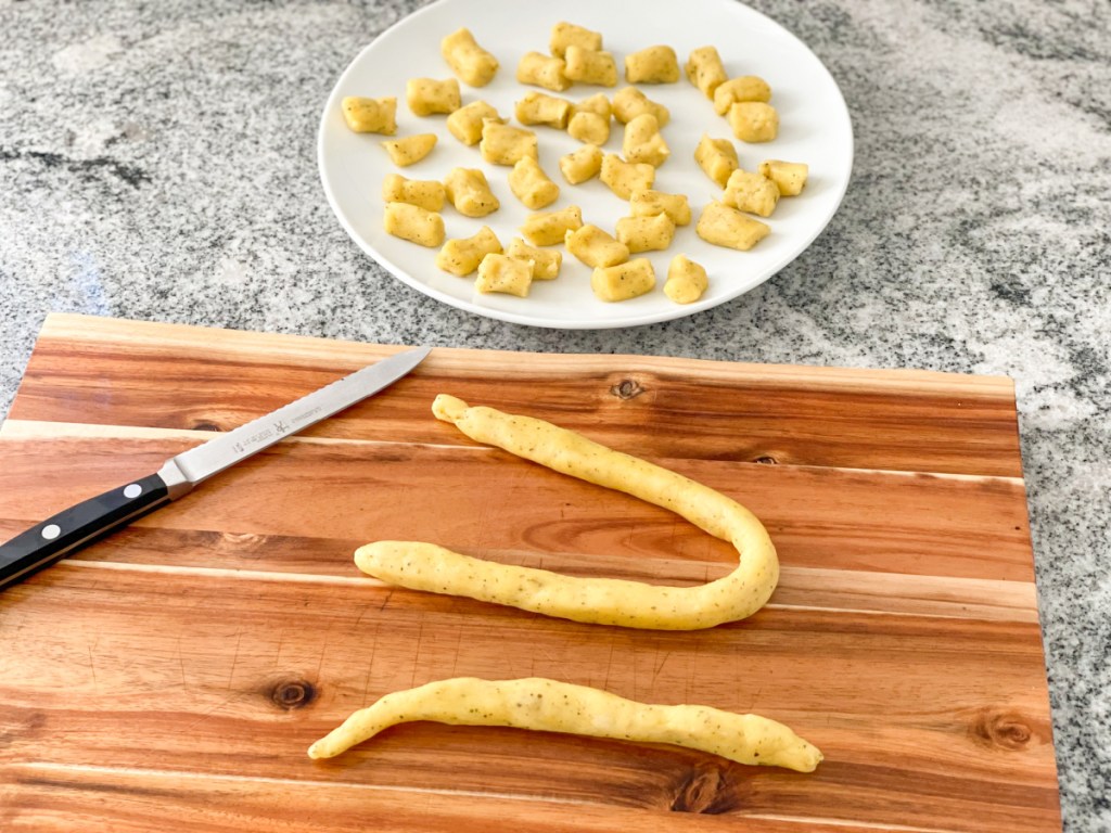 rolled out keto gnocchi dough