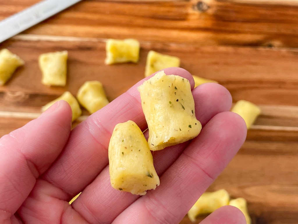 holding raw keto gnocchi