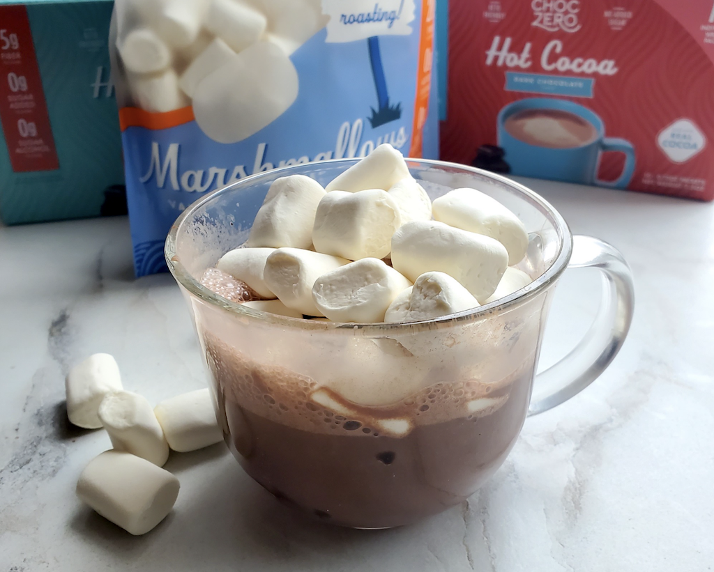 ChocZero hot chocolate with marshmallows 