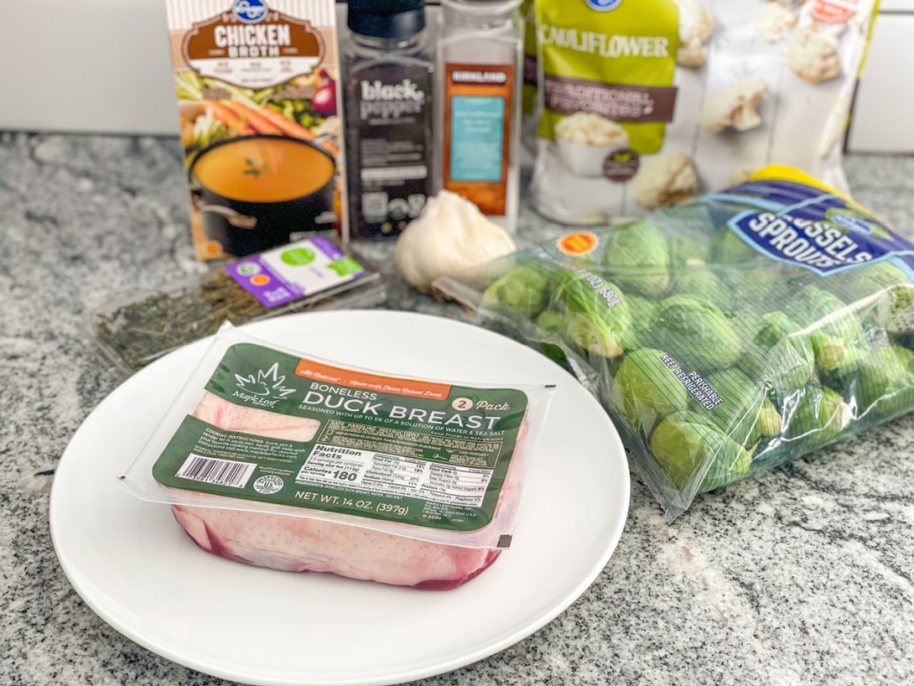 easy duck breast recipe ingredients on a counter