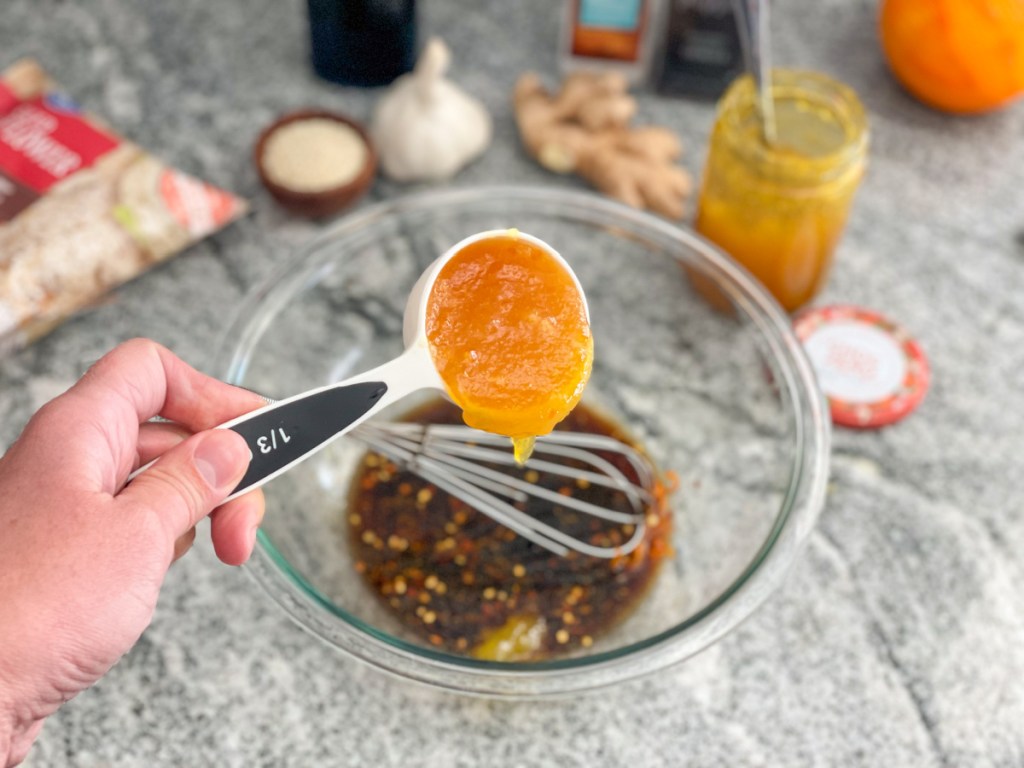 adding choczero keto orange marmalade to orange sauce