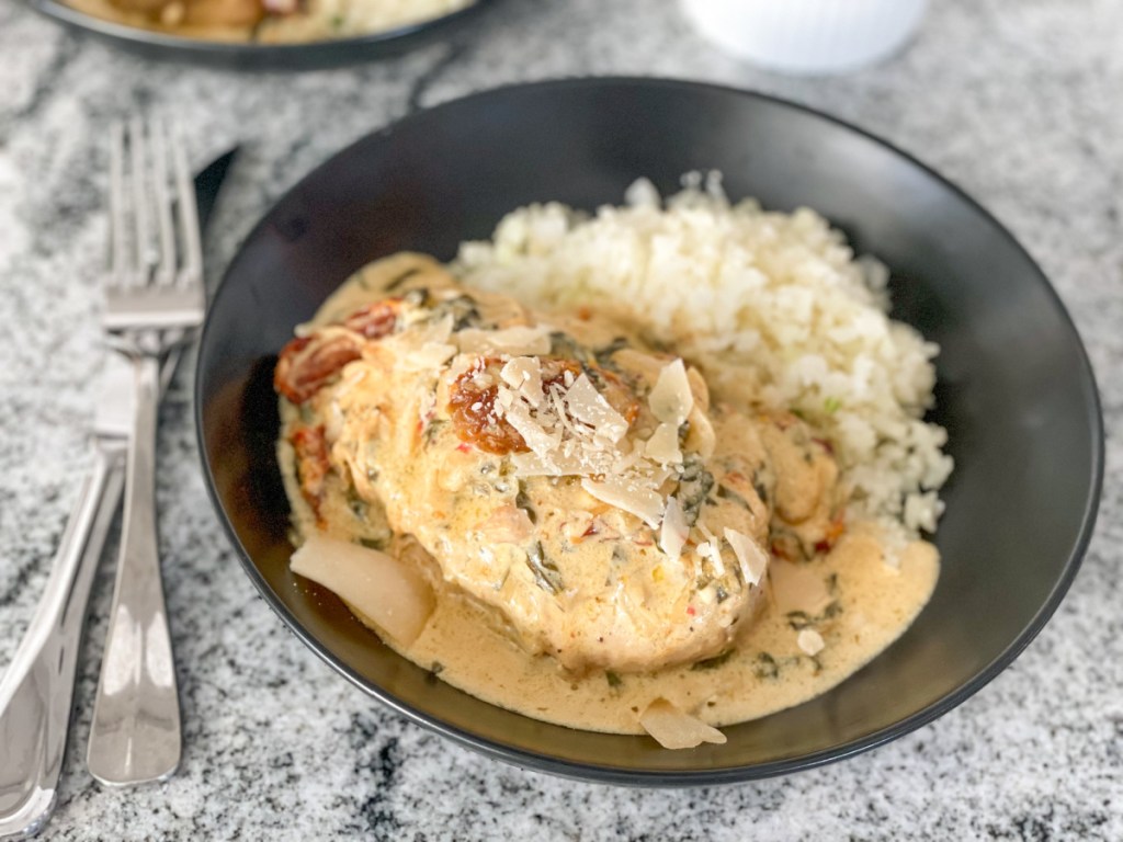 plated tuscan chicken