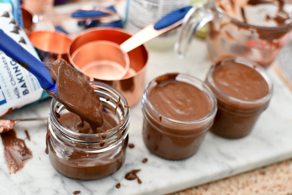 keto nutella chocolate on spatula 