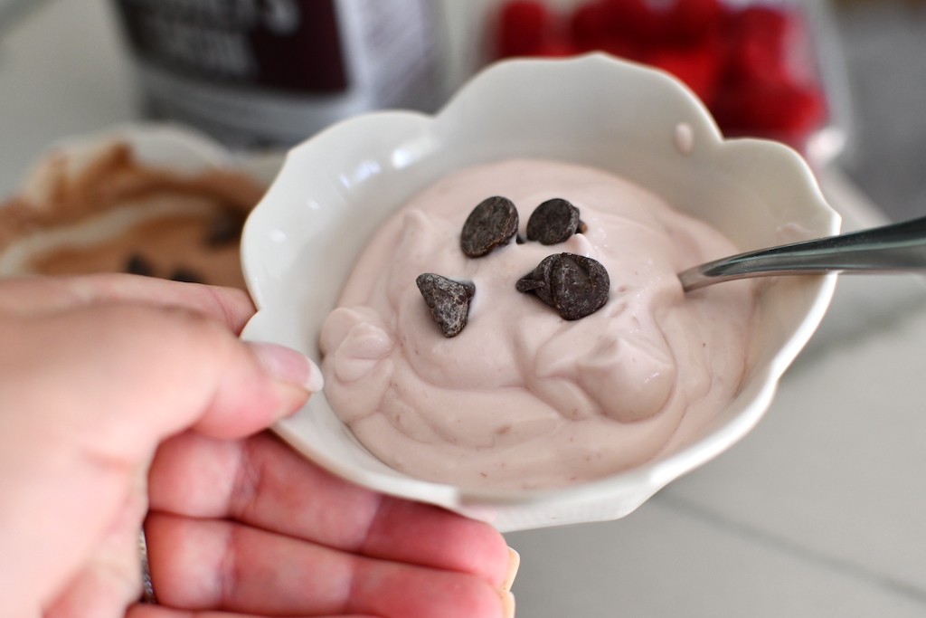 whipped cottage cheese in a bowl 