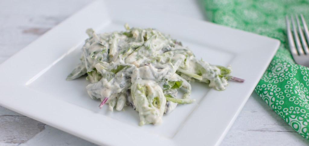 Keto Caesar Dressing Recipe on a while plate