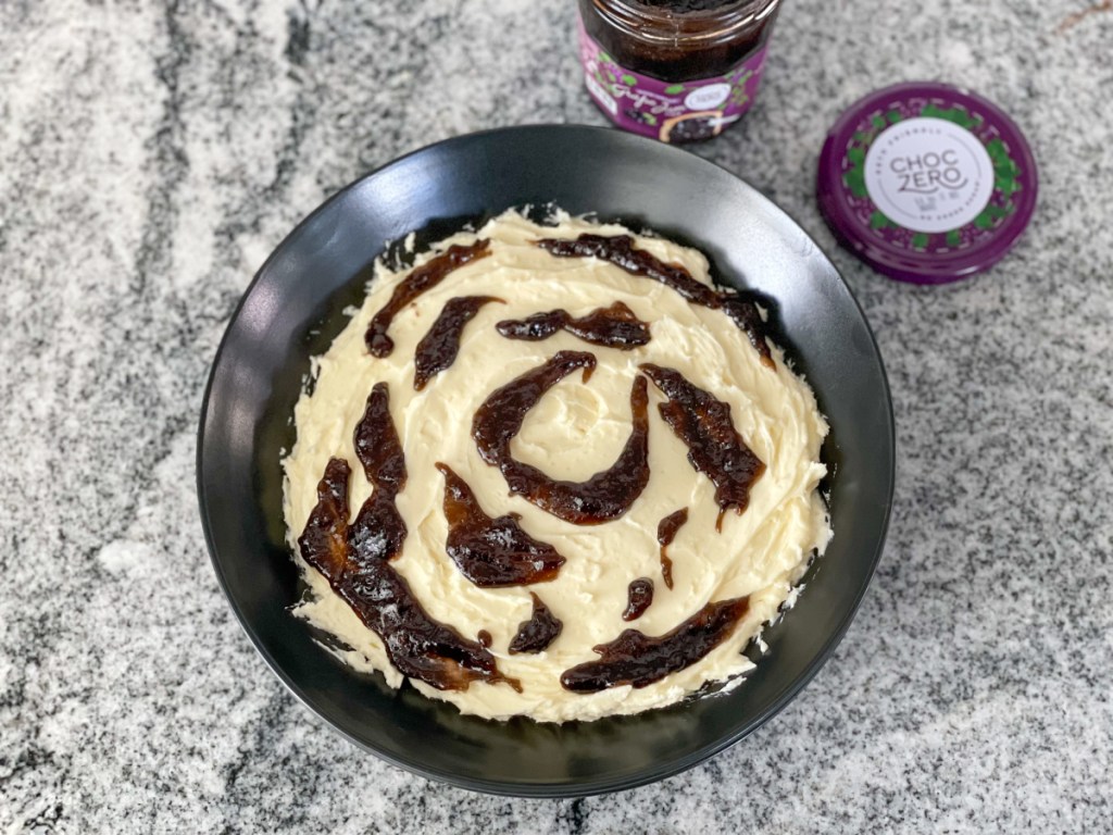 whipped keto brie topped with choczero grape jam