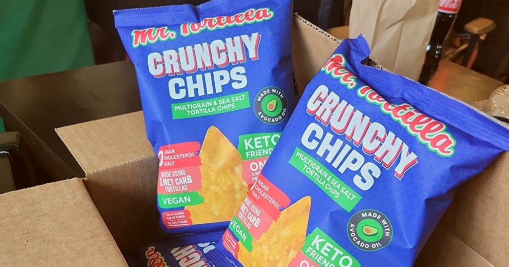 two bags of keto tortilla chips