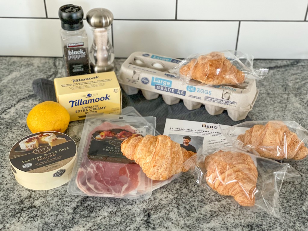 ingredients for keto eggs benedict on a counter