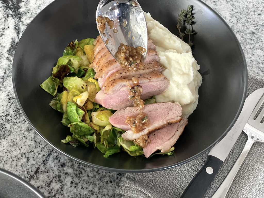 Easy Duck Breast Recipe with Duck Fat Brussels Sprouts