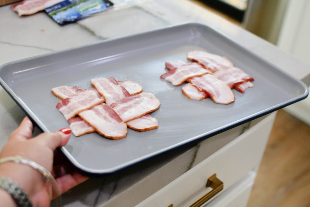 bacon weave on a baking sheet pan