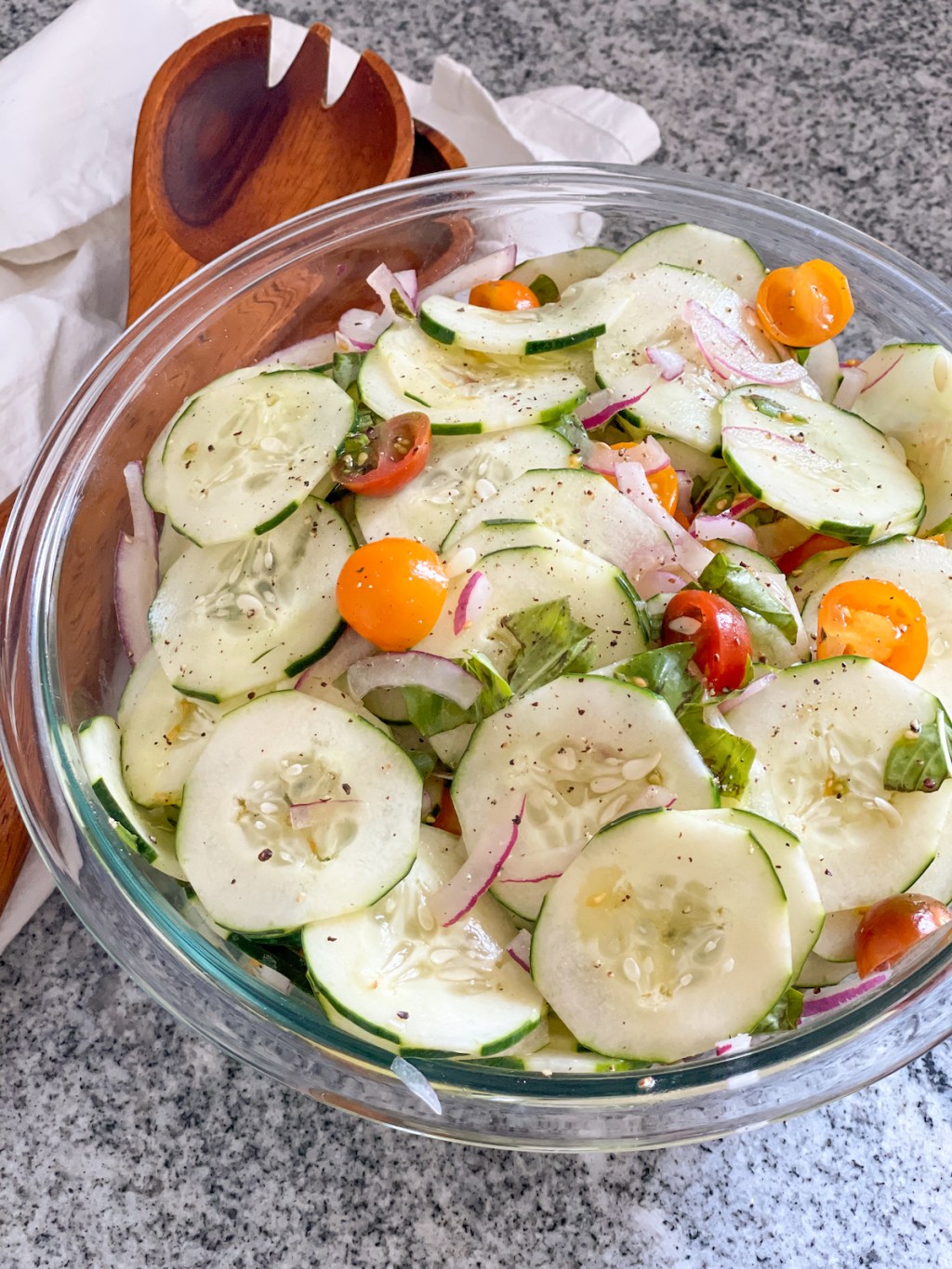 keto cucumber salad in a bowl