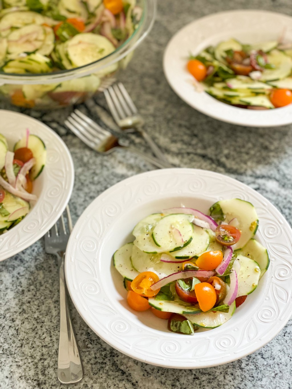 dished up keto cucumber salad 