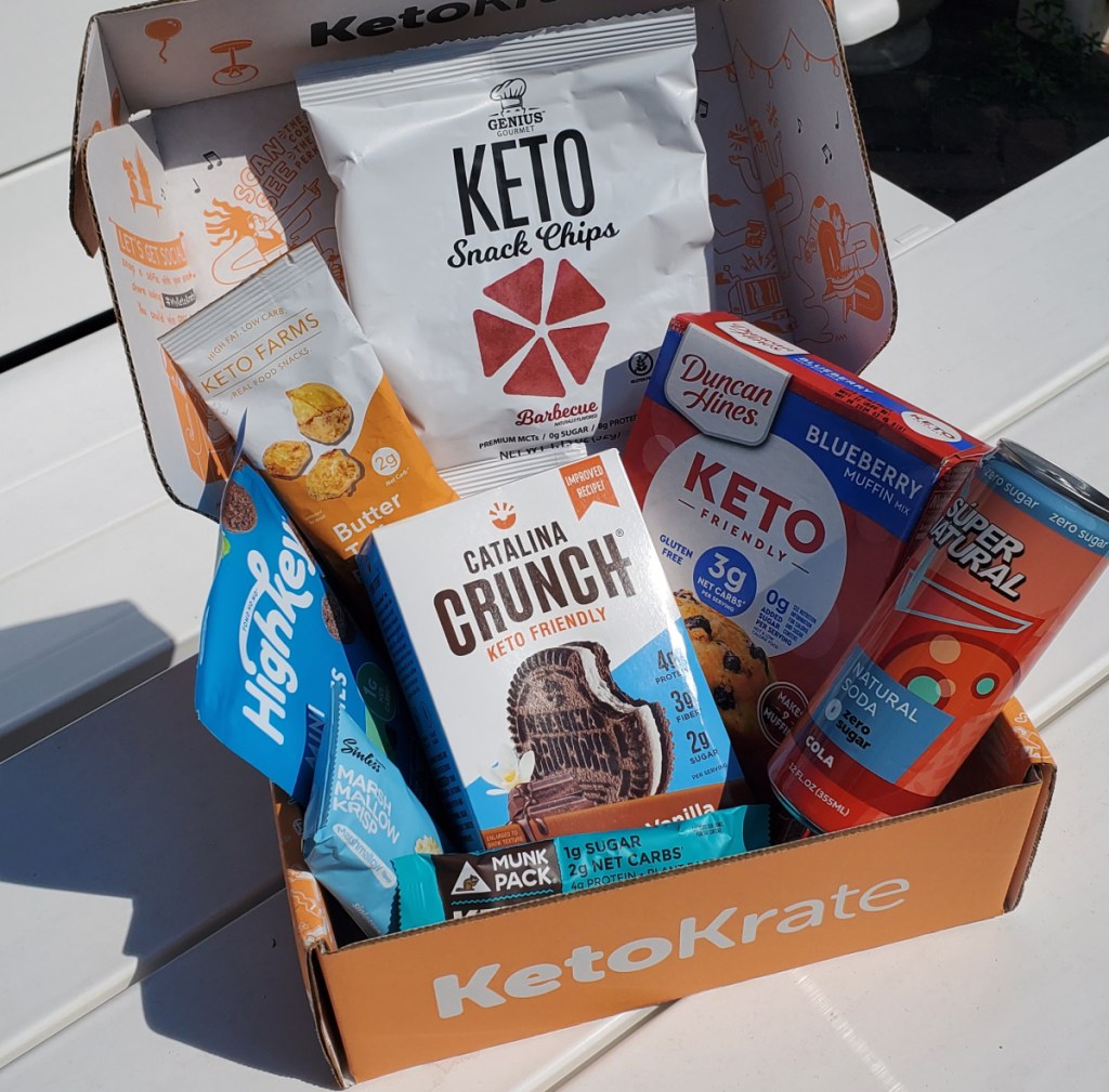 The September 2023 Keto Krate filled with low carb snacks